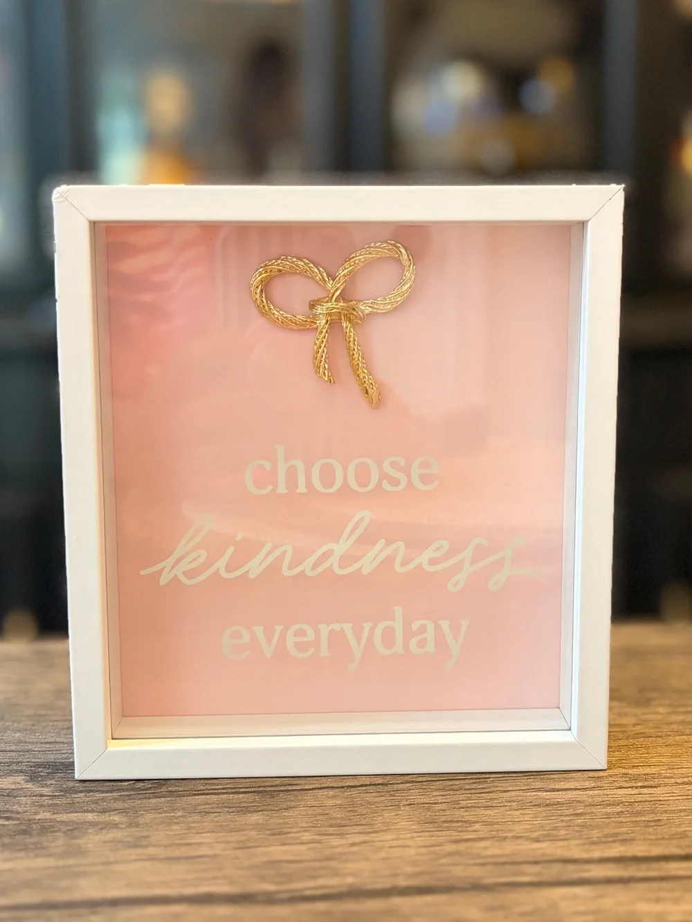 Choose Kindness Everyday Pink Art glass box with Gold Bow -6”x 6”